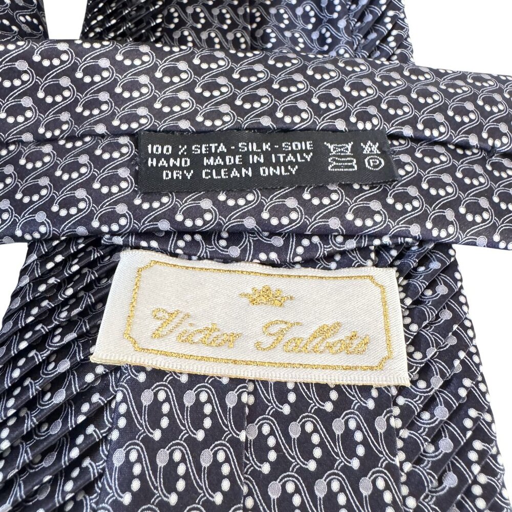 Vintage Victor Talbots Men's 100% Silk Pleated Geometric Print Handmade Necktie - Picture 6 of 6